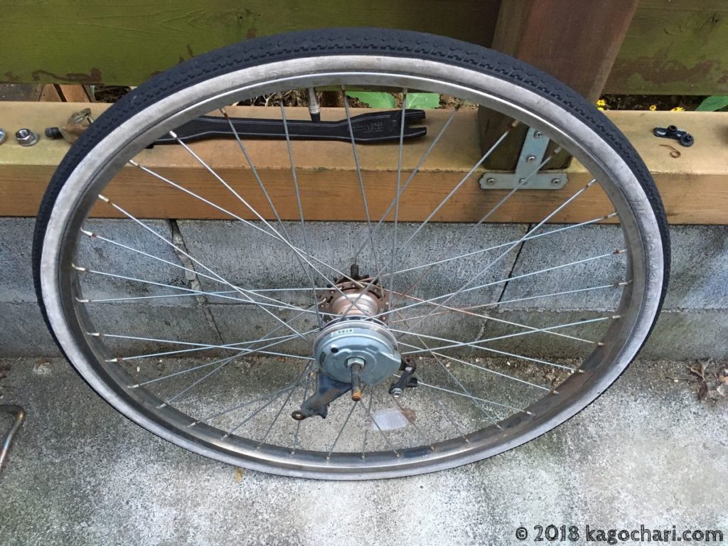 自転車のタイヤを自分で交換 内装三段